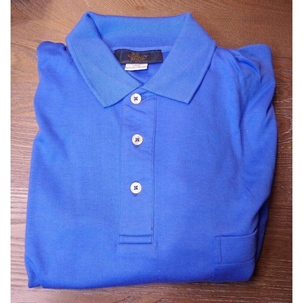 VTG NOS Quality Shop Men's Pima Cotton Polo Shirt Blue Size Large